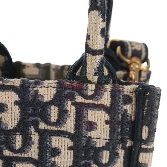 DIOR Trotter Canvas Book Tote Mini Bag Navy Gold - Picture 3 of 14